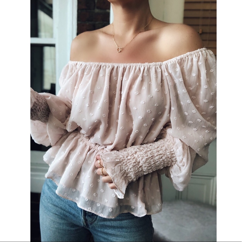 Last 1✨Malika Swiss Dot Puff Sleeve Top - Pink - Picture 6 of 8